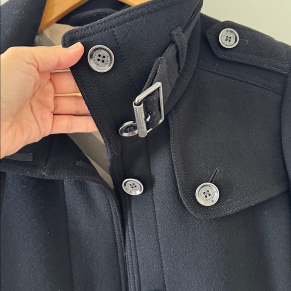 Burberry Brit Black Rushworth Belted Wool Cashmere Blend Trench Coat Size 6 - Picture 9 of 13